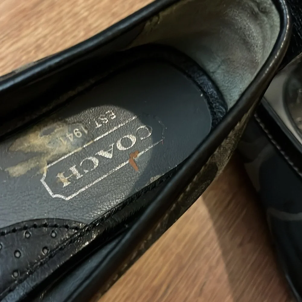 Coach Women's Black Signature Logo Mary Jane Shoes Leather and Canvas Joy Size 5 - Picture 10 of 15